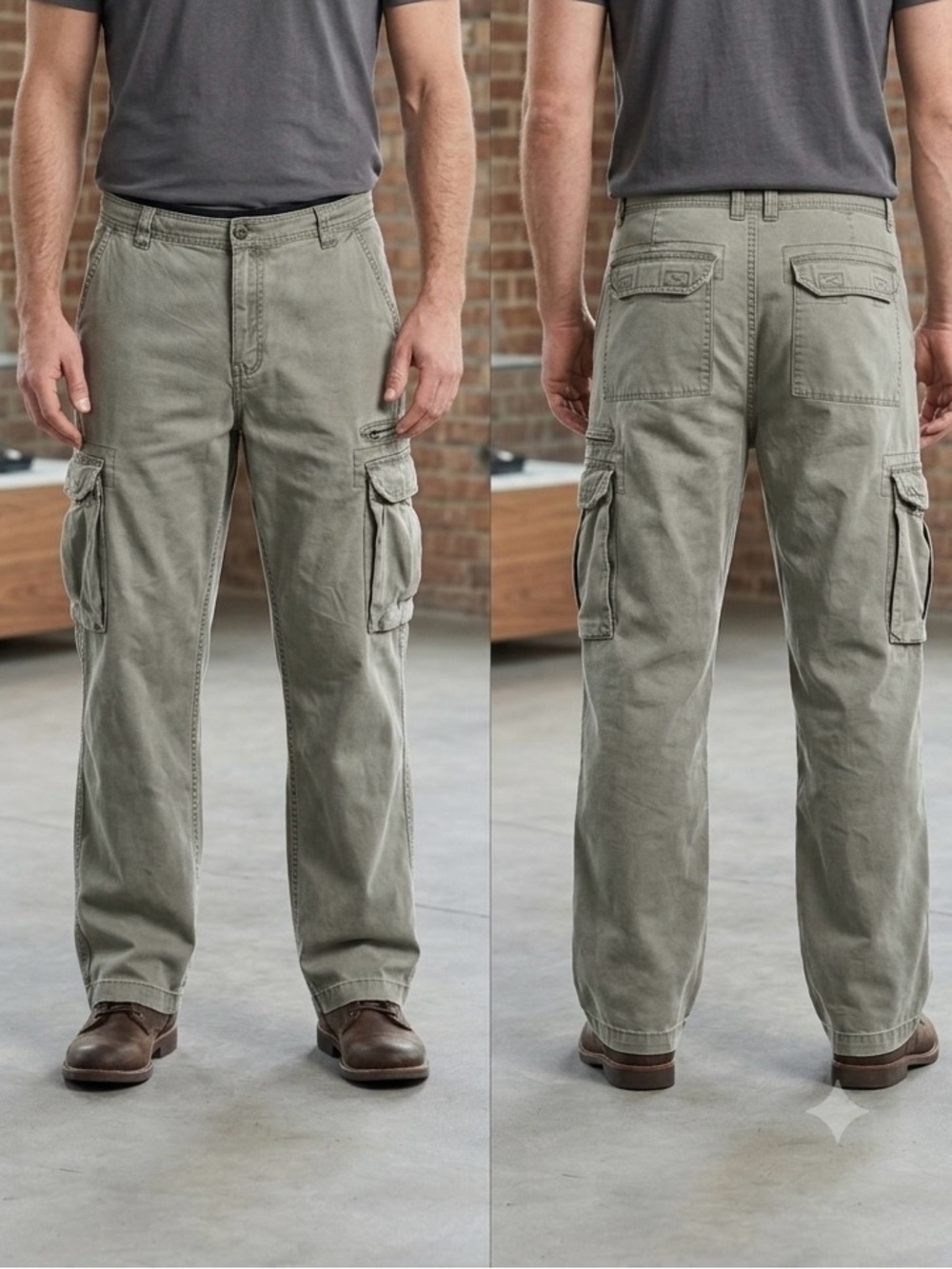 Faded Glory Men's Olive Cargo Utility Cargo Pants